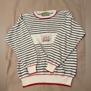 Traditional Craft vintage acrylic white navy red striped Club Ireland sweater.